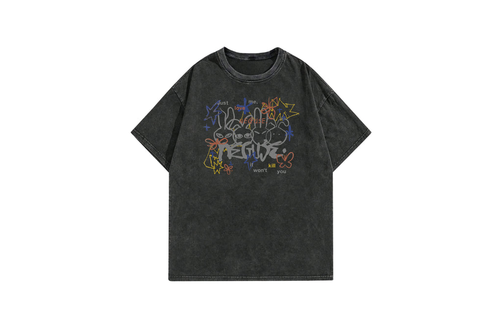 落書きラビットTシャツ ビンテージブラック – ねぐしょっぷ～あなたの