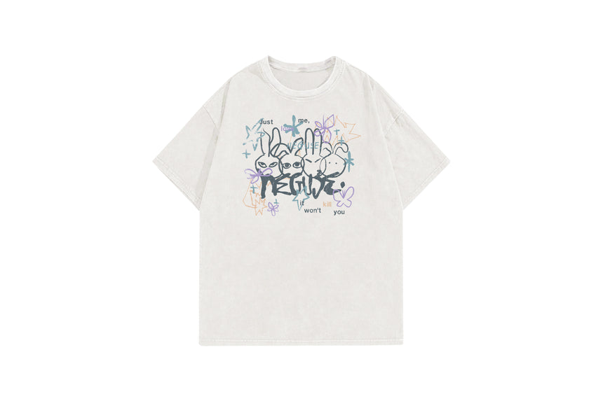 落書きラビットTシャツ ビンテージホワイト