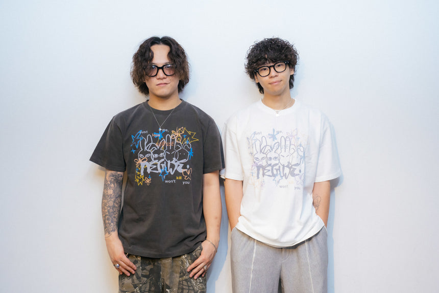 落書きラビットTシャツ ビンテージホワイト