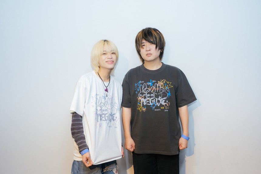 落書きラビットTシャツ ビンテージブラック